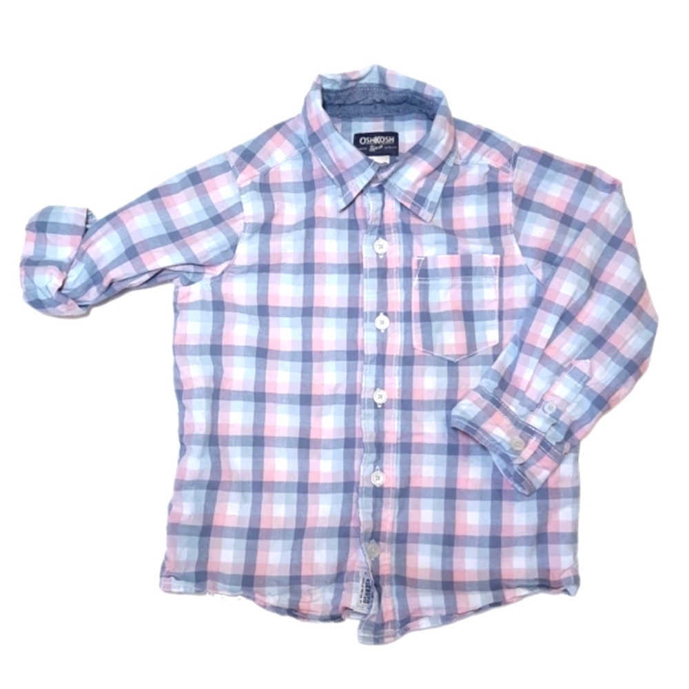 3/$20 Oshkosh Plaid Button Down Shirt Long Sleeve Cotton First Day Of School